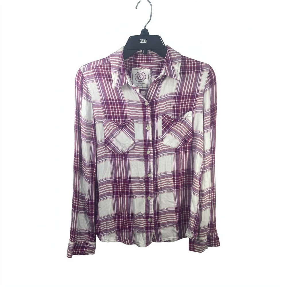 SO Authentic American Heritage Purple Plaid Rayon Button Down Shirt Medium